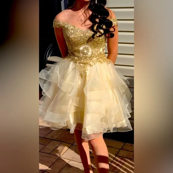 Star Box Dresses | Star Box Prom Dress Size Small | Color: Cream/Gold | Size: S | Dbello502'S Closet